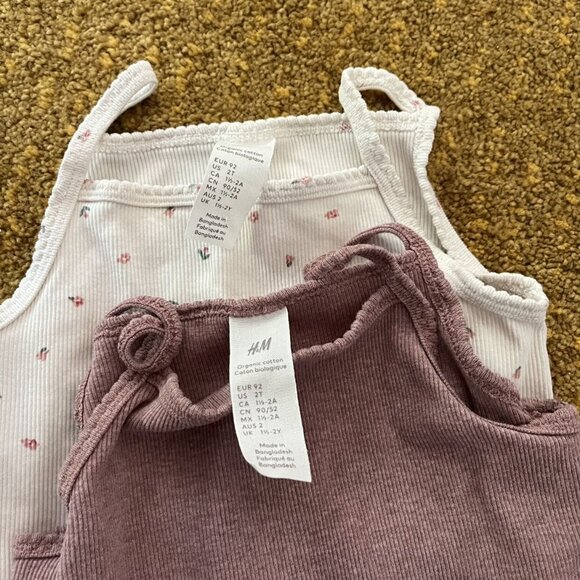 H&M Camisole Tank Top Bodysuits In Rose Oink Floral Print 2T - Picture 3 of 3